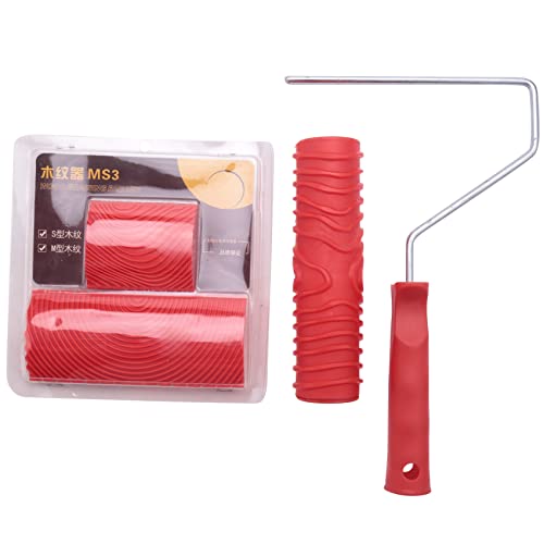 Uooduby 7 Pulgadas Empaistic Pattern Roller Painter +2 PCS Wood Graining Painting Tool, Herramienta de Grano de Madera de ImitacióN de Papel Tapiz de Arte