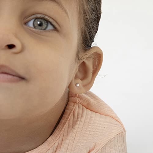 925 Sterling Silver Elegant & Classic 3mm-4mm Tiny Ball Screw Back Stud Baby Earrings - Quality Round Shaped Girl's Earrings Excellent for Babies, Toddlers & Young Girls3