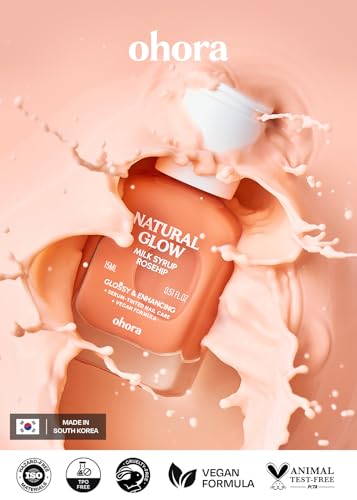 Image of ohora Natural Glow Milk Syrup Nail Strengthener (Rosehip) - Tinted Nail Hardener for Brittle, Damaged Nails, Quick-Dry Glossy Finish, Nail Repair & Growth, 15 mL