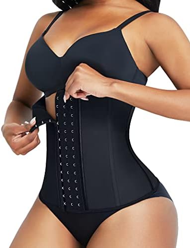 FeelinGirl Waist Trainer Damen Korsage mit 9 Stahlknochen Korsett Waist Cincher Latex Taillenmieder Unterbrust Shaper Body Bauchweg Corsage mit 3 Reihen Haken