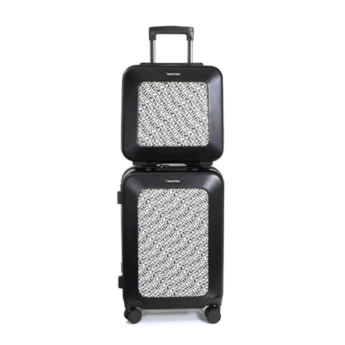 Image of Nautica Unisex 31L Cabin Trolley and Vanity Case Luggage Set | Robust ABS & Logo Print PU Hardshell Travel Combo | Smooth 8-Spinner Wheels | Lightweight Luggage for Weekend Trips and Vacations | Black