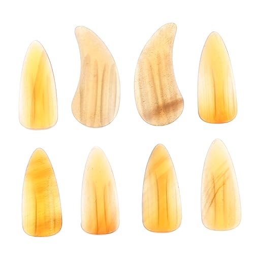 Alasum 8個 古箏爪 gifuto anigift 古箏ハンドエクササイザー ツィターフィンガー 古筝指ピック フィンガーピック 古箏 人工爪 古正指 古箏 角 Yellow