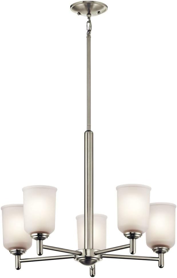 Kichler Shailene 18.25" 5 Light Chandelier with Satin Etched Glass in Brushed Nickel