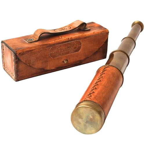 Vintage Brass Spyglass Telescope 16' Dollond London 1920 Nautical Scope with Leather Wrap...