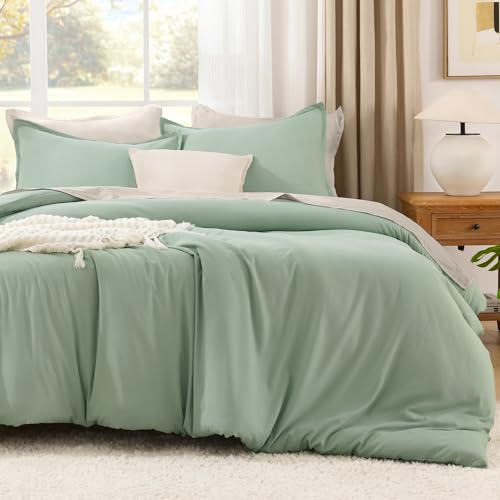 Litanika Comforter Full Size Set Sage Green, 3 Pieces Lightweight Bed Set, Solid Bedding Comforters Sets, Soft All Season Down Alternative Quilt Blanket