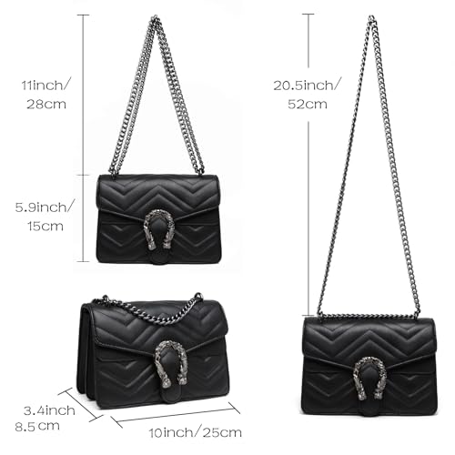Image of MYHOZEE Crossbody Bags for Women - Snake Printed Clutch Purses Leather Chain Shoulder Bags Evening Handbags