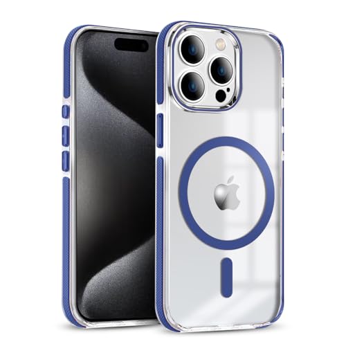 Image of MINTZZ ️ for iPhone 13 Pro Case, Compatible with MagSafe, Military-Grade Protection, Yellowing Resistant, Scratch-Resistant TPU Back, Magnetic Phone Case for iPhone 13 Pro Clear Navy Blue
