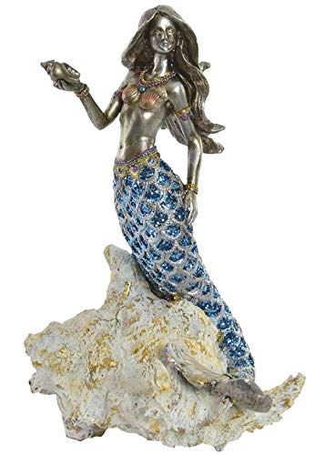 Statuette sirène dorée 28,5 cm pour illuminer un meuble sombre ou terne