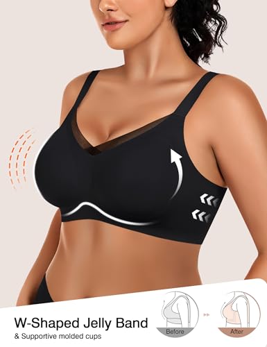 Image of VRVOCIE Wireless Bras for Women No Underwire Crossover V Mesh Seamless Supportive Bralettes Full Coverage Everyday Bra