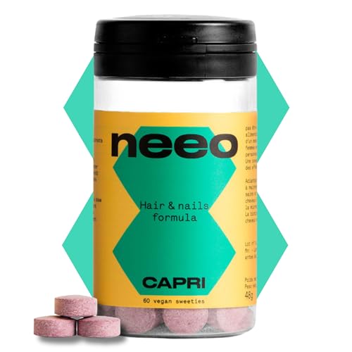 NEEO | Potentes Gominolas Pelo y Uñas | Crecimiento Visible en 1 Mes | Biotina + Plantas Bioactivas + Vitamina B6 | Probado en Laboratorio | 60 Gominolas para el Pelo Anticaida | Vegano, Sin Azúcar