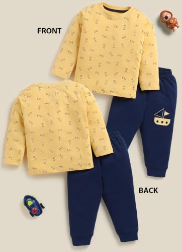 Image of LuvLap Baby Boys 100% Cotton Full Sleeve Boys T-Shirt & Pyjama Sets, Pack Of 3