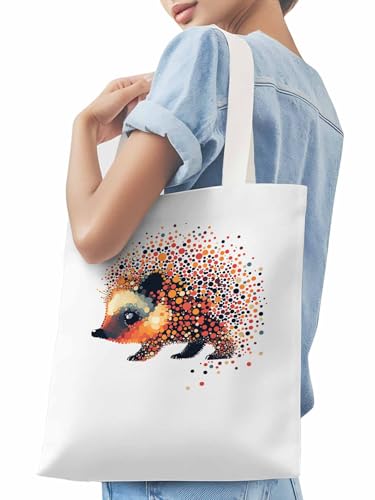 Canvas Tote Bag, Abstract Hedgehog patterned Canvas Tote Handbags for Women Shoulder Bag,3