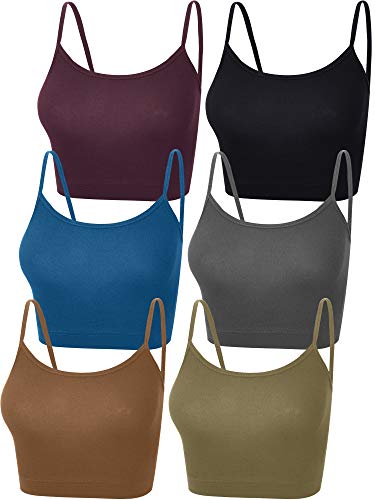 Image of SATINIOR 6 Pack Women Crop Tops Cropped Tank Top Bundle Sleeveless Spaghetti Strap for Sports Yoga