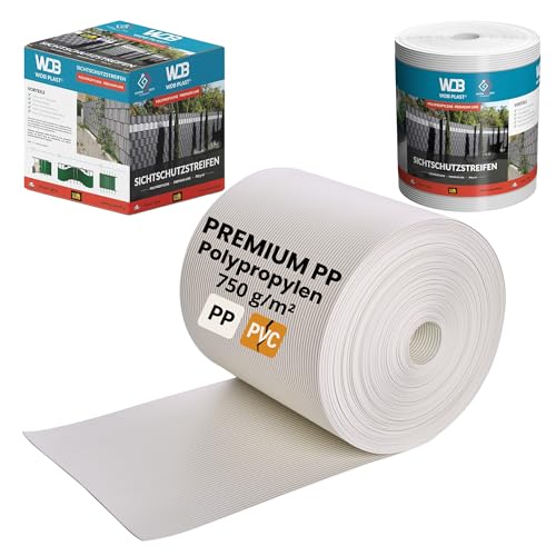 WDB Bandes Brise-Vue en polypropylène Rigide de qualité supérieure pour Panneaux à Double Fil - Brise-Vue en polypropylène pour clôture de Jardin et clôture Double Fil - 26 m x 19 cm Blanc
