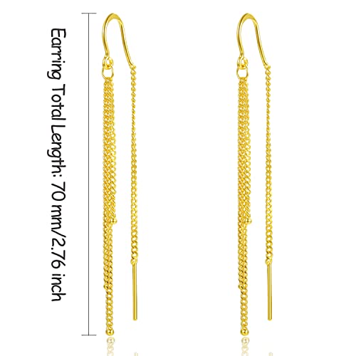 24K Solid Gold Earrings for Women, Real Pure Gold Dangle Earrings Lightweight Dainty Fashion Flower Ball Star Tassel Threader Earrings for Men Girlfriend2