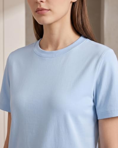 Image of NOBERO 100% Cotton T-Shirts for Women Stylish | Regular Fit | Solid T Shirts for Women 180 GSM Combed Cotton | Crew Neck Half Sleeve