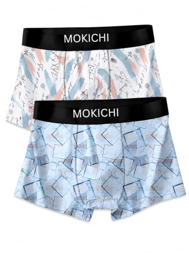 Image of Men's Printed Trunks, Pack of 2 | Abstract Geometric Design | Stretchable Elastic Waistband | Comfortable Regular Fit Underwear