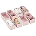 mDesign Juego de 12 Cajas de almacenaje para habitación Infantil, baño, etc. – Cestas organizadoras de Lunares – 12 organizadores de armarios de Fibra sintética en Dos tamaños – Rosa/Blanco