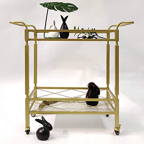 Kxa 2-Tier Wrought Iron Wine Water Rack Service Trolley Home Hotel Restaurant Wine Multifunctional Storage Trolley (Gold, 89 * 82 * 38Cm) #TOP3