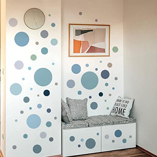 WandSticker4U®- 6 Bögen, 93 PUNKTE zum Kleben, pastell BLAU GRÜN TÜRKIS GRAU I Wandtattoo Punkte Kinderzimmer Wandsticker Kreise Dots I Möbelsticker Klebepunkte Mädchen & Junge Deko GROß