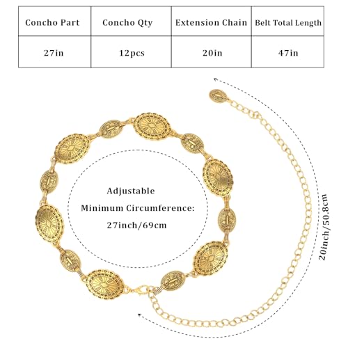 Western Belts for Women Metal Concho Gold Waist Belt for Women Fashion Cowgirl Chain Women Belts for Jeans Dress Y2k Belt Body Chain2
