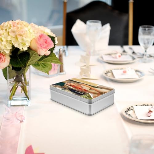 Image of SHOWERORO Sublimation Blank Gift Box 7.87X5.11X2In Rectangle Metal Candy Container with Lid for Diy Transfer Cookie Storage Small Jewelry Organizer Party and Wedding Favor