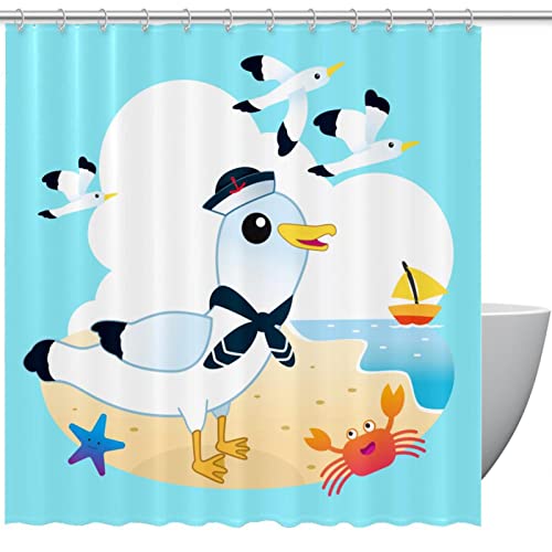 Rideau de douche imperméable mouette coloré 183x183 cm pour baignoire - 2