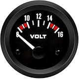 2Inch 52mm 12V Universal Voltmeter for Car Marine Voltage Gauge 8V-16V Measurement Range for Boat Marine Car Motorcycle Black Dial Voltage Gauge Voltage Meter Volt Meter