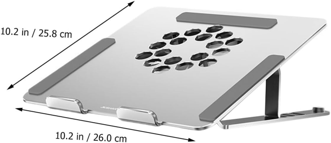 Aluminum Alloy Adjustable Height Laptop Cooling Pad with Quiet Fan Cooler for Notebooks to 17.3 Inch, USB-Powered Ventilated Stand for Home and Office Use, Silver
