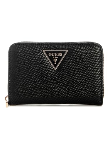 GUESS Carteira feminina Laurel II com zíper médio, Preto, One Size