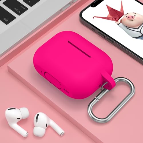 Image of for AirPods Pro 2nd 1st Generation Case Cover with Keychain, Protective Soft Silicone Skin Accessories for Apple AirPods Pro Charging Case 2022 /2019, Front LED Visible, Hot Pink