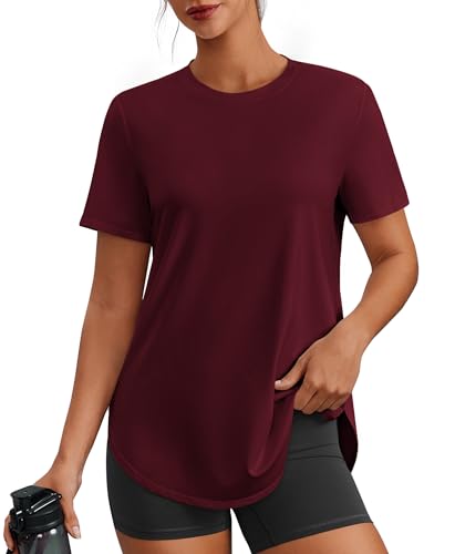 Image of PINSPARK Workout Tops for Women Short Sleeve Athletic Shirts UPF 50+ Quick Dry Running Outfits for Exercise Gym Hiking S-3XL