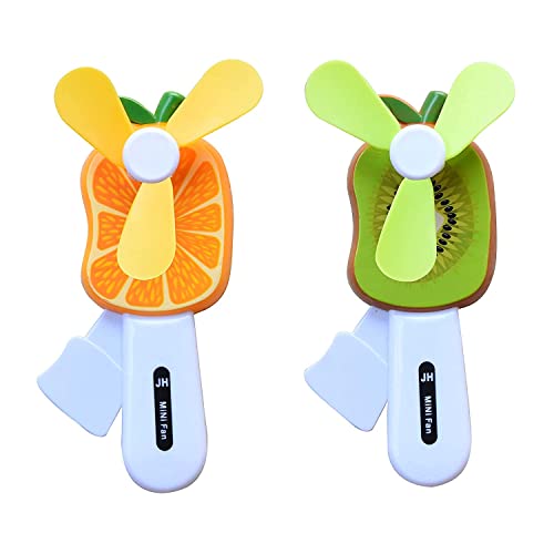Image of Kids Fruit Shape Portable Hand Press Fan Toy, Fruit And Vegetable Design Handheld Fan, Hand Pressure Mini Fan Toy (Multicolour) (2)