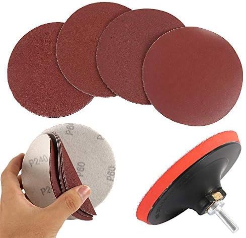 NIHUIFDPY 5 Inch 125mm Sanding Discs Pad Kit, 12Pcs Hook and Loop Sandpaper (60 80 120 240 Grit) with Soft Foam Buffer & Drill Shank Attachment for Woodworking, Metal Polishing, Automotive Grinding-image-7