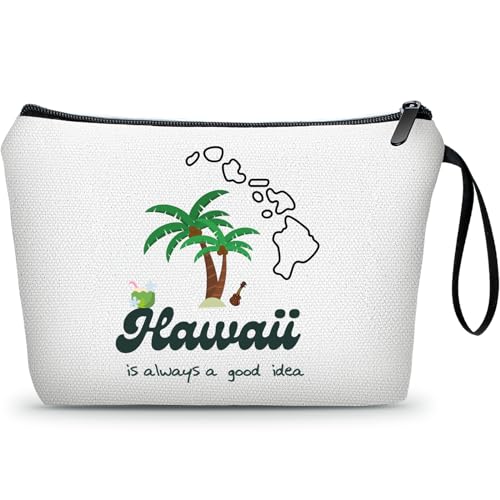 KONSOM Hawaii Hawaiian Beach Gifts for Women Friend Cosmetic Makeup Bag