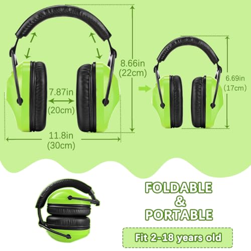 Image of ZOHAN Kids Ear Protection 3 Pack, 25dB NRR Noise Cancelling Headphones for Kids, with Pillowy Pads, for Monster Truck, School, Autism, Sensory, Fireworks, Concerts, Events (Green*3)
