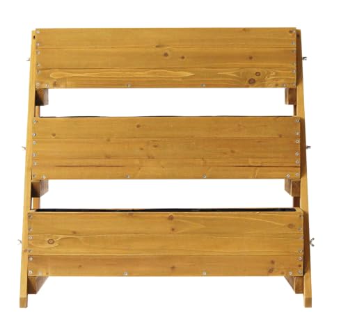 Image of VegTrug 3-Tier Herb Planter Wood Raised Garden Bed Planter Kit for Plants, Herbs, Vegetables, Flowers I Outdoor /Indoor Gardening I 3-Level Tiered Vertical Garden Planters - W80cm x D54cm x H78cm