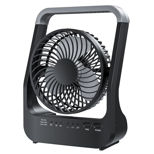 Dorobeen Portable Battery Desk Fan, 20000mAh USB Rechargeable, Timer Function, Quiet Operation, for Office, Home, Camping