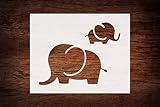 Reusable Mom and Baby Elephant Stencil 11' x 8.5' - Custom Family Design for Heartwarming Crafts