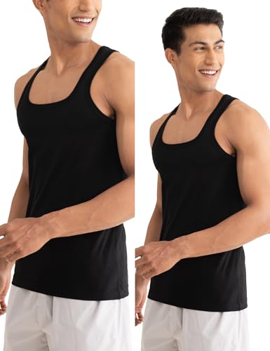 Image of DAMENSCH Neo-Cotton, Anti-Bacterial, Square Neck, Shape Retaining Vest, 100% Cotton Banyan for Men, Buttery Soft Inner Baniyan