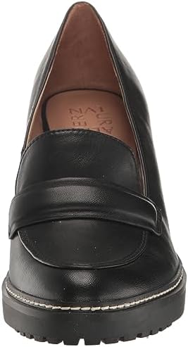 Naturalizer Womens Dabney Slip On Lug Sole Heeled Loafers Black Smooth 8 W | Image 1