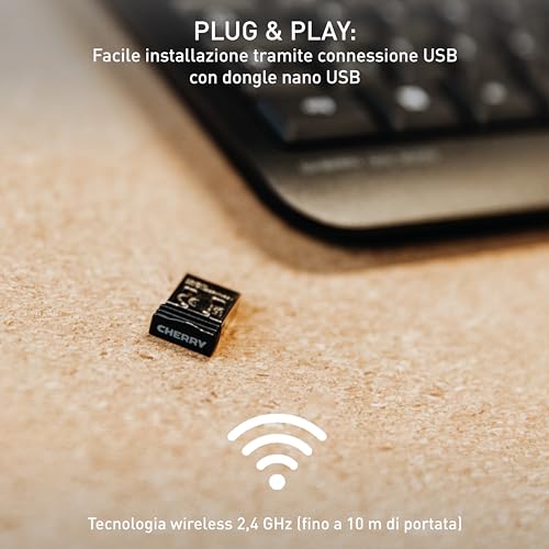 KW 3000, Tastiera Senza Fili con Tastierino Numerico, Layout per la Francia (AZERTY), Wireless 2,4 GHz, Tasti Silenziosi, Design Piatto, Alimentazione a Batteria, Nero - Tastiera gaming - Immagine 2