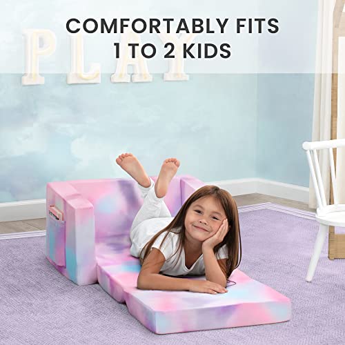 Delta Children Cozee 2-In-1 Convertible Sofa To Lounger - Comfy Flip Open Couch/Sleeper For Kids, Pink Tie Dye #TOP3