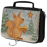 Mr. & Mrs. Panda Kosmetiktasche Eichhörnchen Weihnachten Design - Geschenk, Weihnachtsgruß, Neujahr, Frohes Neues Jahr, Schminktasche, Kulturtasche, Frohe, beautycase, Vogel, badtasche, Kulturbeutel