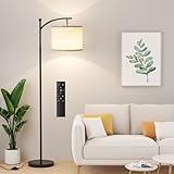 Ambimall 60' Floor Lamp with Remote Control and Stepless Dimmable Bulb, Colors Temperature & Brightness Adjustable, Modern Floor Lamps for Living Room（Beige Shade & Black Pole）