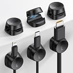 Lamicall Spring Cable Clips Holder, 6Pack [1s Lock] Cord Organizer Cable Management, [Easily Pull Cables in & Out] Desk Cable Organizer, Strong Adhesive Wire Organizer Keeper for Nightstand, Mom Gift