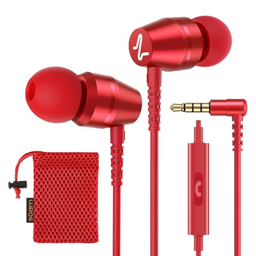 Ludos OMNITONE Auriculares In Ear con Cable y Microfono, 5 Años de Garantía, Auricular con Jack, Cascos Musica con Graves Potentes, para iPhone, iPad, Samsung, Xiaomi, Huawei, Gaming, Móvil   Rojo