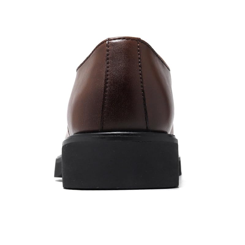 Formal Oxford Shoes for Men Lace Up Round Burnished Toe Vegan Leather Derby Shoes Anti-Slip Non Slip Block Heel Classic3
