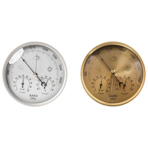 image for Hemore Outdoor Thermometer Hygrometer 3-in-1 Wall Hanging Barometer No