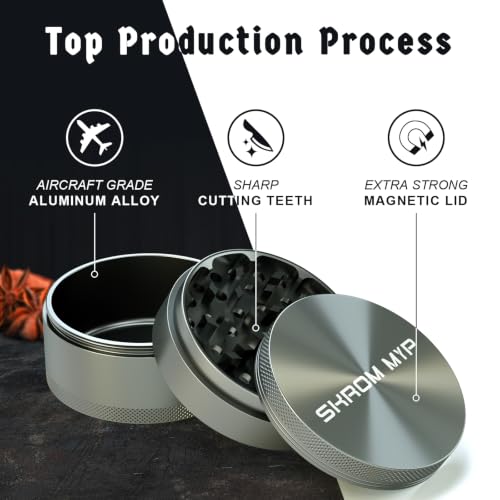 Image of Spice Grinder, Aluminum Large 3 inch Kitchen Grinder (Grey)